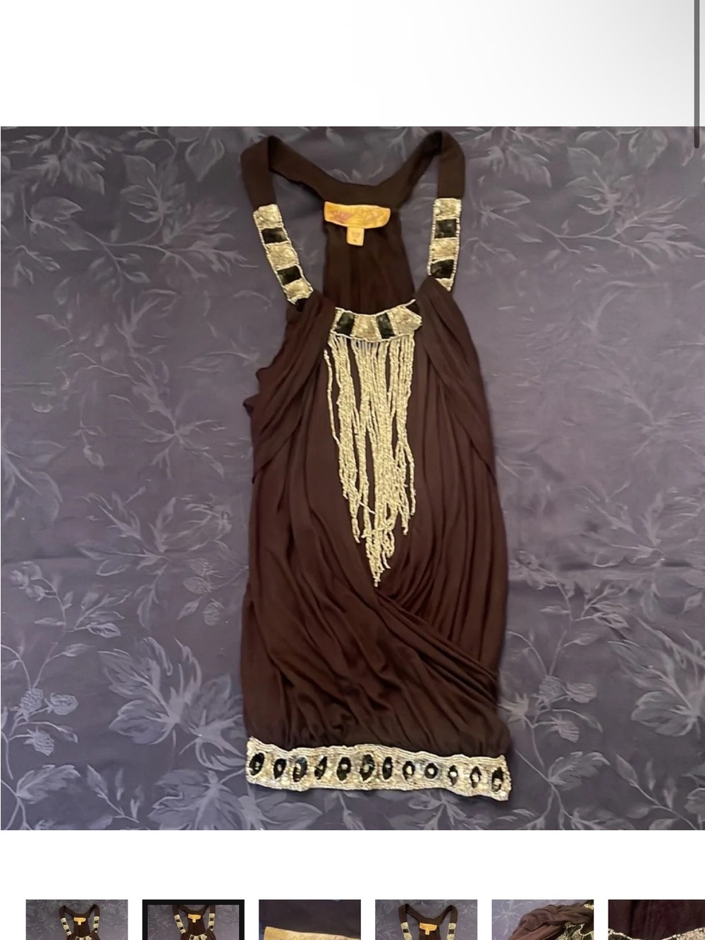 Christian Audigier Beaded Black Mini Dress S